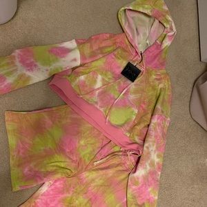 Tie dye sweatshirt and shorts set